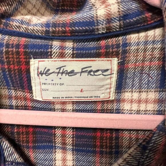 Free People We the Free Wind River Plaid Flannel Pullover Shirt Navy Combo NWOT - Picture 6 of 6
